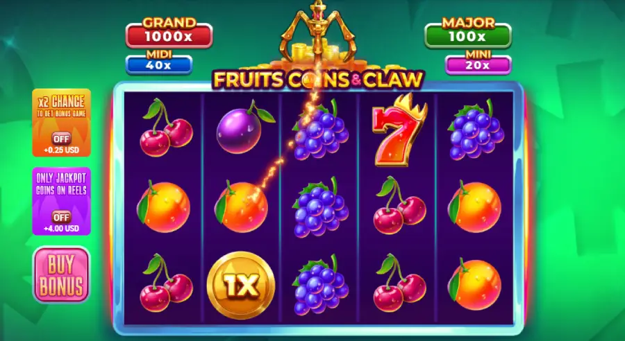 Fruits, Coins & Claw Gameplay Image