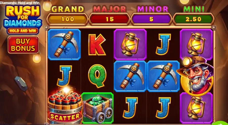 Rush for Diamonds: Hold and Win Gameplay Image