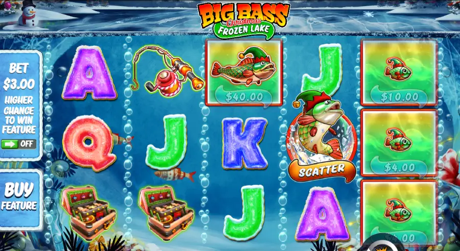 Big Bass Christmas Frozen Lake gameplay